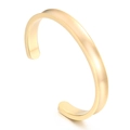 Minimalist gold stainless steel cuff bracelet with concave groove and open design - Golden Style(KB169162-NT)