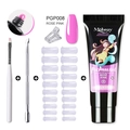 Rose Pink poly nail gel kit with 15ml tube, dual-ended brush, and nail extension molds - Rose Pink