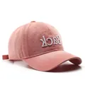 Vintage washed pink baseball cap with white BACK embroidery and adjustable strap - Pink