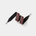 Ethnic paisley embroidered wide shoulder strap in black and red with silver metal clips - Width 5cm Length 90cm / Black Strap Gold Buckle