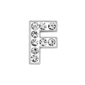 Chrome alloy letter F pendant with clear rhinestones for DIY pet collar jewelry - 10mm / Letter F with Rhinestone