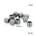 Set of 10 cylindrical stainless steel spacer beads with triple groove design for DIY bracelets - Positioning Beads (KLJ2322-Z) / 10 Pieces Pack