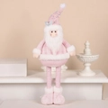 Standing extendable pink sequined snowman plush doll for Christmas holiday decorations - Pink Telescopic Santa Claus Doll