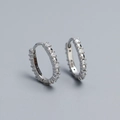 Pendientes de aro en forma de U de plata S925 con incrustaciones de circón brillante - Plata 925 / Oro blanco