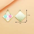 Rhombus alloy pendants in macaron colors with gold frame for DIY jewelry making - Colorful Powder Box (Pink/Rose/Green)