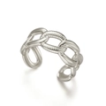 Irregular silver geometric link ring in stainless steel with an adjustable open design - Chain / Steel
