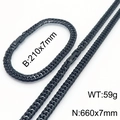 Set catena barbazzale in acciaio inossidabile nero lucido con collana e bracciale - Bracciale + Collana (7mm) / Nero
