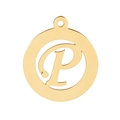 Golden stainless steel letter P pendant with a geometric hollow round design - Letter P