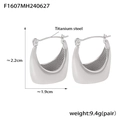 Polished silver titanium steel hoop earrings featuring a thick geometric bag-style design - Silver