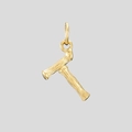 Collier avec pendentif lettre R en acier doré 316L avec une texture bambou chic - Or-T