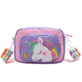 Pink and purple cartoon unicorn crossbody bag for kids with rainbow adjustable strap - Unicorn / Purple