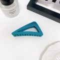 Minimalist matte blue triangle hair claw clip for elegant Korean style hair styling - Lake Blue