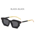 Geometric fashion sunglasses in black frame with dark grey lenses and yellow tortoiseshell arms - Black Frame Black Grey Lens