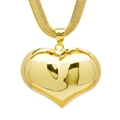 Collar de corazón bañado en oro de 18k con colgante de la Virgen María y cadena serpiente - Collar de Cadena de Serpiente con Colgante de Corazón Dorado (DN240526)