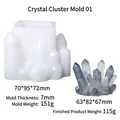Moule en silicone pour cristal et résultat en résine violette pour loisirs créatifs - Moule Cluster de Cristal 01