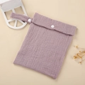 Detail of lavender muslin baby organizer bag with snap buttons and hanging strap - Purple