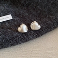Detail of matte silver heart-shaped hoop earrings with a textured frosted finish - Heart-Shaped Matte Brushed Ear Buckle (45#)