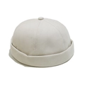Detail of beige cotton docker hat showing six-panel stitching and rolled brim texture - M(56-58cm) / Beige