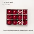 Set of 12 red Christmas balls featuring embossed textures and stripes, 6cm diameter - Zjnx613 (red) 12-pack