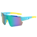 Gafas deportivas azules con motas y lentes degradadas de colores protección UV - Marco Azul Espejo Verde
