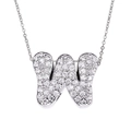 Sparkling silver bubble initial W pendant necklace with clear cubic zirconia pavé - Letter W / Silver