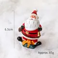 Miniature Santa Claus figurine with gold bell and gift box for Christmas desk decor - Santa with Bell and Gift Box