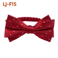 Men's red pre-tied bowtie with white and blue polka dots and herringbone texture - Red White Blue Polka Dot