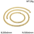 Flaches Panzerketten-Set aus Titanstahl mit Halskette und Armband in Gold-Finish - 6mm Stil (KS142522-Z)