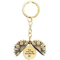 Detail of opening sunflower keychain with hidden You are my sunshine engraving - T00010 Full Gold (You are my sunshine)