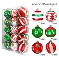 Detail of 30-piece Christmas ball set showing 6cm ornaments in red, white and green - MJCHQ92-FH02 Red Green White Square Box / 6cm 30pcs Set