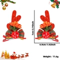Red glitter reindeer antler hair clips with red and green plaid bows and measurement info - Mushroom Bowknot Red Antler