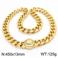 Collana a catena cubana dorata da 13mm per uomo con fibbia con diamanti CNC - 75cm / Oro con chiusura in strass