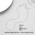 Catena sottile in argento da 1,5mm in acciaio inox con chiusura a moschettone, 48,5cm - Catena O Finitura Palladio (N-0379) / Argento