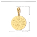 Detailed size parameters for golden stainless steel sun totem pendant with lobster clasp - Large Sun Totem-YF071