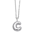 Polished silver bubble initial C pendant necklace for women on a sleek silver chain - Letter C