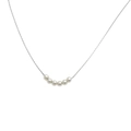 Elegante silberne 18k Titanstahlkette mit sechs weißen Perlen in minimalistischem Design - Silberne Farbe (DG-XL00120-钢色)