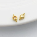 14K gold plated cubic zirconia round bezel charms for DIY jewelry making sets - Double Loop 4*8mm / Champagne