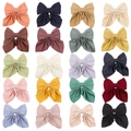 Set of 20 colorful fabric bow hair clips for women in a neat grid display on white background - Multicolor Combo