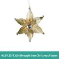 Golden iron Christmas flower ornament with 15cm star shape and faux diamond accents - Style 13-Iron Flower