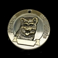 Antique bronze dog ID tag featuring a high-relief Alaskan Malamute face design - Alaskan Malamute