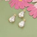 Pendenti a goccia in zirconia trasparente con base in metallo dorato per gioielli DIY - Trasparente/Base Dorata
