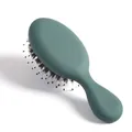 Portable mini hairbrush with dark green matte handle and nylon bristles for scalp massage - Elastic Paint Dark Green Bristle
