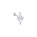 S925 sterling silver ear piercing stud with marquise and round zircon flower design - Cross Flower #6