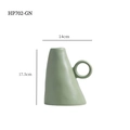 Morandi green ceramic vase with ring handle and modern asymmetrical cone design - HP702-GN Light Green