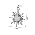 Silver stainless steel sunburst charm pendant measuring 21mm x 18mm for DIY jewelry - Steel Color Wavy Sun Style 4