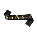 Black satin sash with golden Team Bride text and ring icon for bridal parties - Black Gold Letter Team Bride