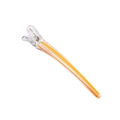 Transparent plastic duckbill hair clip with orange inner bar for sectioning styling - Orange
