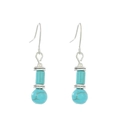 Bohemian silver drop earrings with turquoise beads and tassel in a retro tribal style - Beaded Cylindrical Style (K-758)