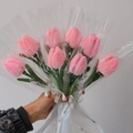 Handmade pink chenille stem tulip bouquet with eight stems and LOVE gift packaging - Finished Light Pink Tulip