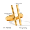 Irregular geometric gold ring product dimensions showing height 2.36cm and width 2.09cm - Parallel Bars Style (HC-R30396)